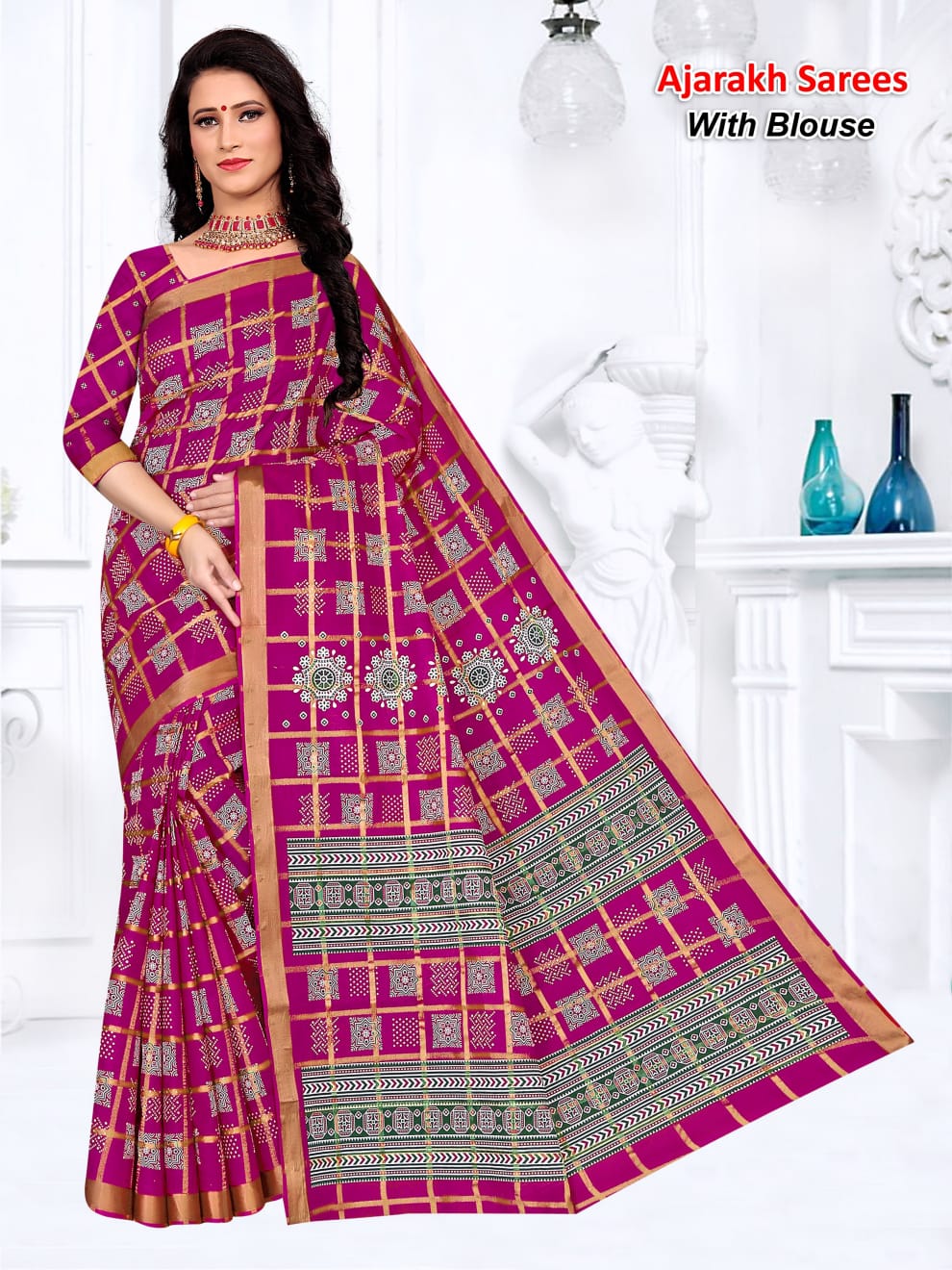 Ajarakh 01 Ethnic Wear Wholesale Printed Saree Catalog

